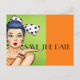 Cartão Postal de Anúncio de Data de Pop Art
