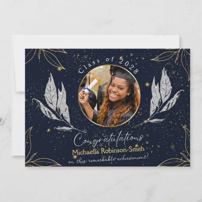 Cartão postal de anúncio de formatura elegante em  (Frente)