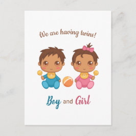 Cartão postal de anúncio de gêmeos menino e menina