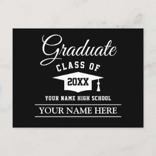 Cartão postal de anúncio de graduação para ele ou