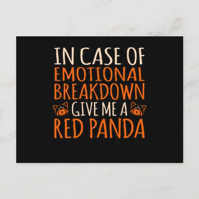 Cartão Postal De Anúncio Dê-me Um Panda Vermelho Engraçado Animal de Estima (Frente)