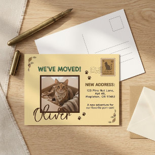 Cartão postal de anúncio de mudança de gato de est