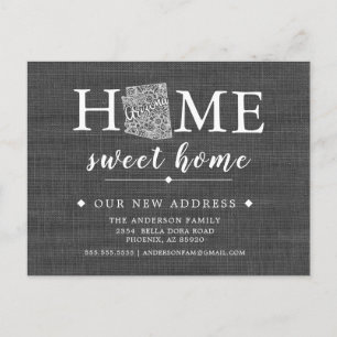 Cartão postal de anúncio de mudança do estado do A