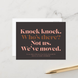 Cartão postal de anúncio de mudança Knock Knock