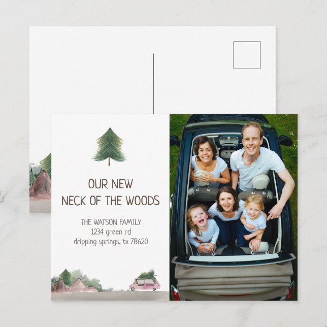 Cartão postal de anúncio de mudança para Floresta  (Frente/Verso)