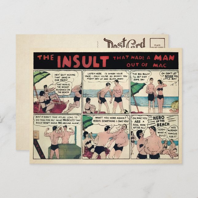 Cartão postal de anúncio de músculos vintage (Frente/Verso)