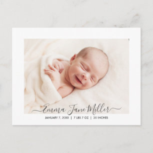 Cartão-postal de anúncio de nascimento bonito e 