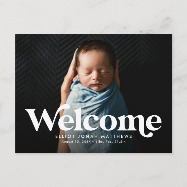 Cartão postal de anúncio de nascimento de boas-vin (Frente)