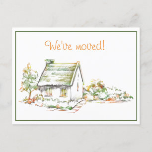 Cartão postal de anúncio de novo endereço de algod