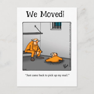 Cartão postal de anúncio de novo endereço engraçad