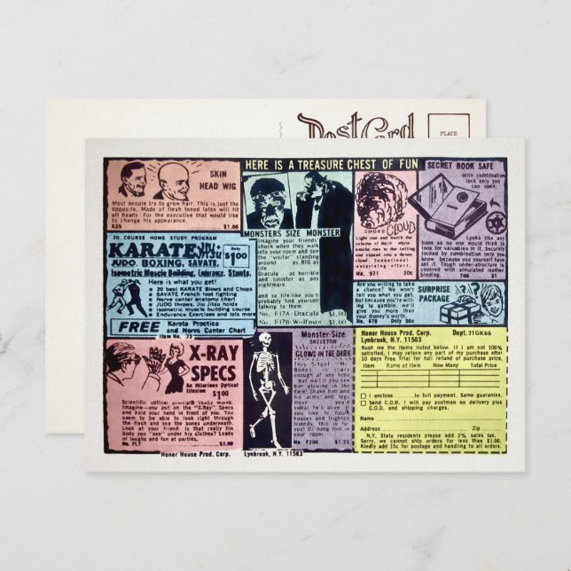 Cartão postal de anúncio de pedido postal vintage (Frente/Verso)