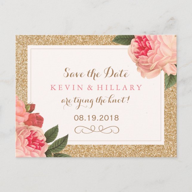 Cartão Postal de Anúncio de Peônias Coral (Frente)