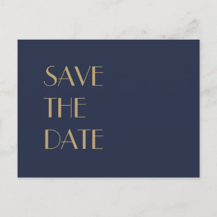 Cartão Postal De Anúncio Deco de Tipo Dourado   Save the Date de Casamento 