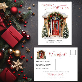 Cartão Postal De Anúncio Decoração de Novos Salões Nova Casa Porta Vermelha