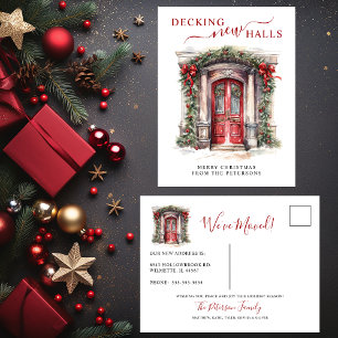 Cartão Postal De Anúncio Decoração de Novos Salões Nova Casa Porta Vermelha
