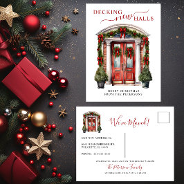 Cartão Postal De Anúncio Decoração de Novos Salões Nova Casa Porta Vermelha