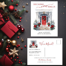 Cartão Postal De Anúncio Decoração de Novos Salões Nova Casa Porta Vermelha