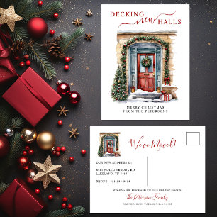Cartão Postal De Anúncio Decoração de Novos Salões Nova Casa Porta Vermelha