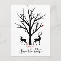 Deer Casal no Amor Winter Save the Date Weding