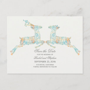 Cartão Postal De Anúncio Deer Rustic Woodland Salve a Data