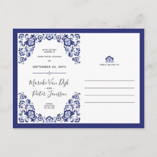 Cartão Postal De Anúncio Delfts Blauw   Foto Save The Date Delft Blue