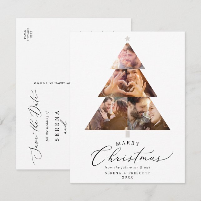 Cartão Postal De Anúncio Delicado Natal Marry Férias Salve A Data (Frente/Verso)