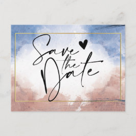 Cartão Postal De Anúncio Delicar alude de aquarela para ondas Salvar a Data