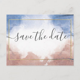 Cartão Postal De Anúncio Delicar alude de aquarela para ondas Salvar a Data