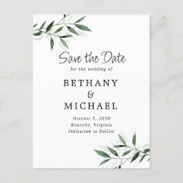 Cartão Postal De Anúncio Delicar Eucalyptus deixa casamento Salvar a data