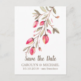 Cartão Postal De Anúncio Delicate Bloom e Flourish Wedes Salvar a Data
