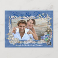 Denim com creme Flor Lace e Costume Jewelry