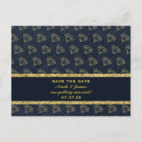 Denim & Diamonds Dourado & Azul Glam Save The Date