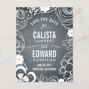 Cartão Postal De Anúncio Desenho Floral Salvar A Data - Quadro