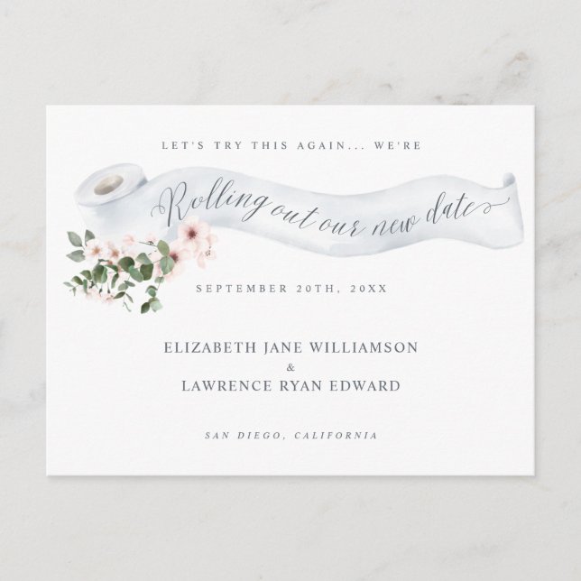 Cartão Postal De Anúncio Desenvolvendo nosso novo Toilet Papel Rosa (Frente)