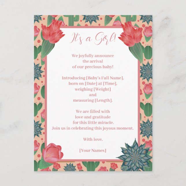 Cartão Postal De Anúncio Desert Blush Pink Girl (Frente)