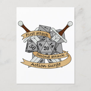 Cartão Postal De Anúncio Design de Dice de Combatente