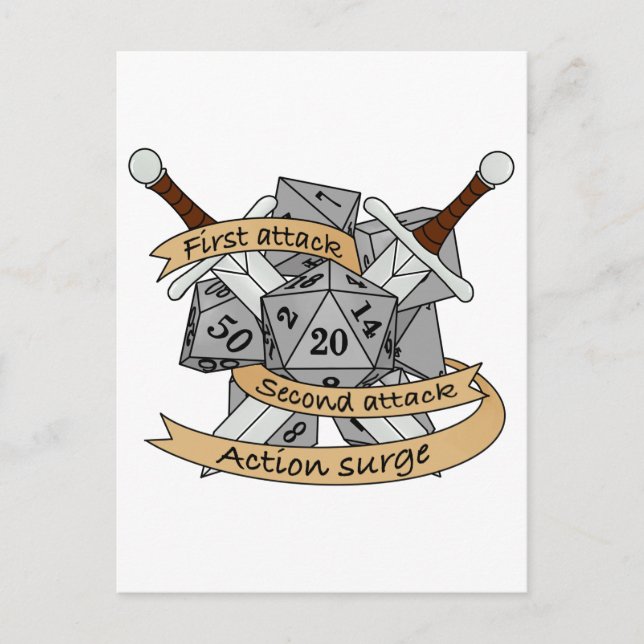Cartão Postal De Anúncio Design de Dice de Combatente (Frente)