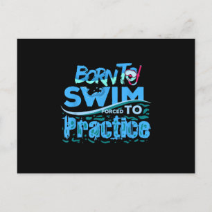 Cartão Postal De Anúncio Design de Natação Engraçada