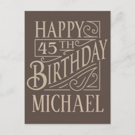 Cartão Postal De Anúncio Design masculino do feliz aniversario