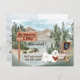 Cartão Postal De Anúncio Deslocamento do Porco Maltês Woodland Pine Novo En