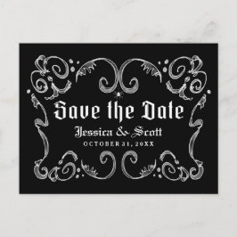 Cartão Postal De Anúncio Deslocamento Gótico Preto do Halloween Salvar a Da