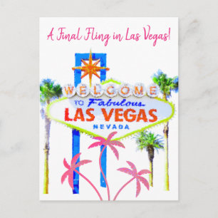 Cartão Postal De Anúncio Despedida de Solteira Las Vegas Pink Palms