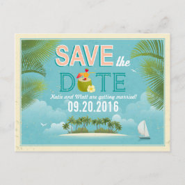 Cartão Postal De Anúncio Destino de Praia Resort na Ilha - Salve a Data