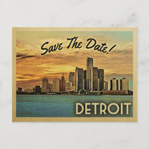 Cartão Postal De Anúncio Detroit Save The Date Michigan