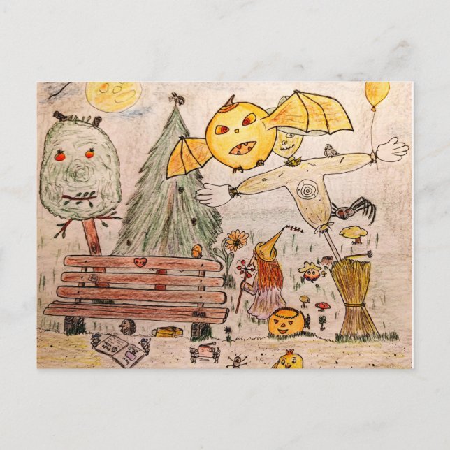 Cartão Postal De Anúncio Dia das bruxas em your backyard (Frente)