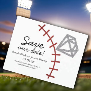 Cartão Postal De Anúncio Diamante de Beisebol Homerun Joia Salve a Data