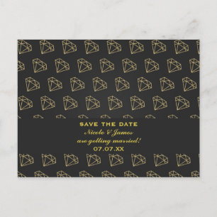 Cartão Postal De Anúncio Diamante Dourado Moderno Despedida de Solteira Sav