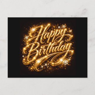 Cartão Postal De Anúncio Diamond Glow Birthday — 3D Golden 