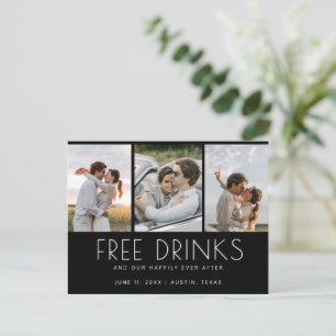 Cartão Postal De Anúncio Diversão Bebidas Grátis 3 Fotos Casamento Salve a 