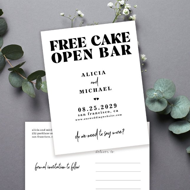 Cartão Postal De Anúncio Divertido salvar data de casamento moderno simples (Criador carregado)